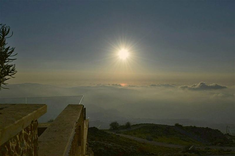 Sun is alone but it still shines!  sunset  naturelovers  sunlovers  clouds... (Falougha, Mont-Liban, Lebanon)