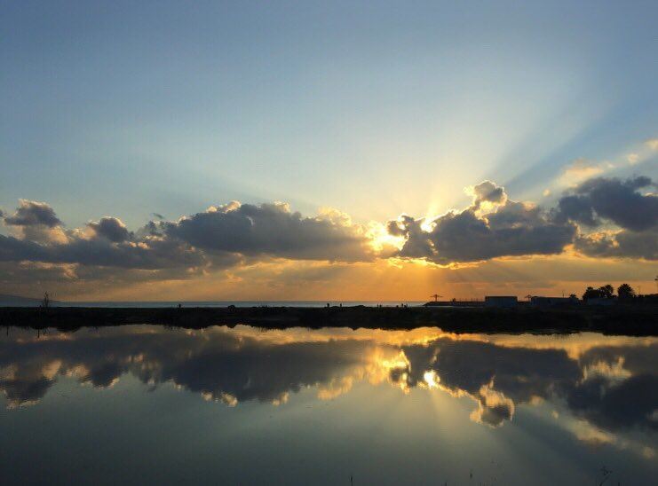  sun  sunset  love  instalike  clouds  beach  reflection  tyrecity ... (Tyre-Sour At Beach)