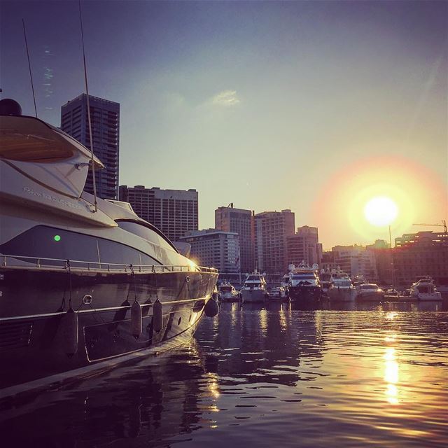  sunset  boat  port  sea  water  buildings  blue  sky  horizon ... (Beirut, Lebanon)