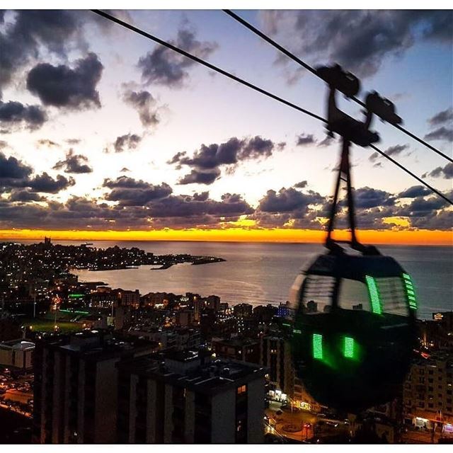 "Sunset cable car rides in Harisa."📷 @disaurous Harissa  Teleferique ... (Telefrique-Harisa)