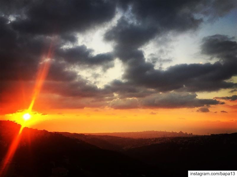  sunset  clouds  sun  sky  sea  ocean  seaview  Mountain  valley  hometown... (Abadiyeh, Mont-Liban, Lebanon)