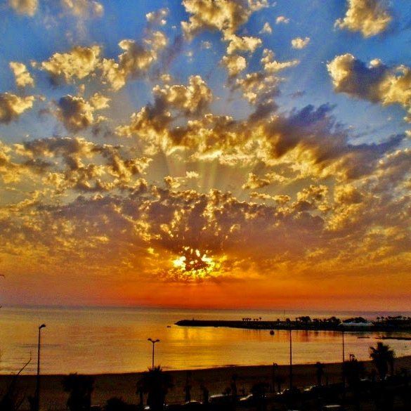 Sunset from Ramlet el bayda  ramletelbayda  sun  sunset  clouds  sea ...