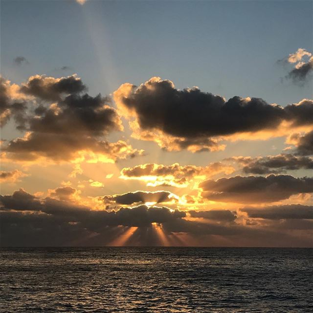 Sunset in Beirut 🌅  photography  lebanon  sunset  nofiter  clouds  sea ... (Beirut, Lebanon)