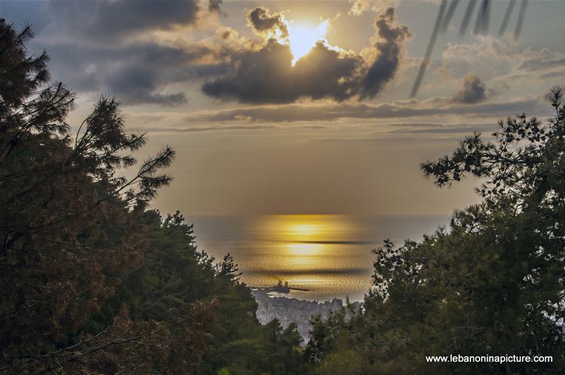 Sunset Over Jounieh Bay Taken from Darb El Sama Harissa