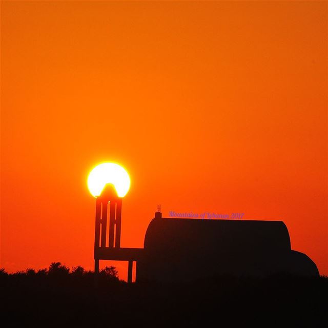 sunset over the lonely church at Enfeh sunset  epicsunset  orangesunset... (Enfeh)