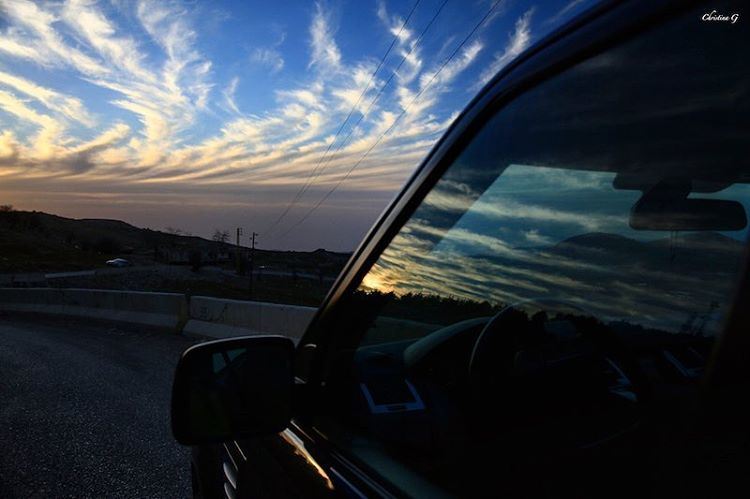 Sunset reflections ☀️🚙🌥 photo  love   photography  me  picoftheday ... (Falougha, Mont-Liban, Lebanon)