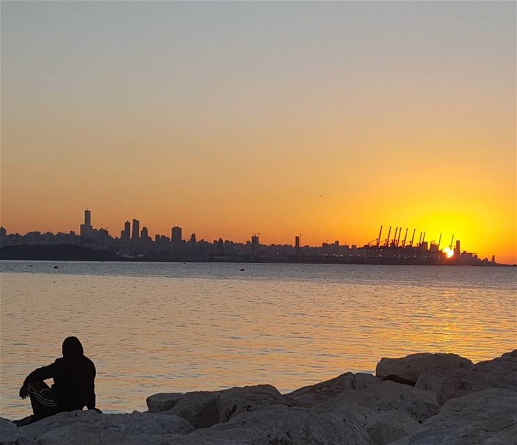  sunset  sea  sky  serenity  peaceofmind  silhouette  beirut ...