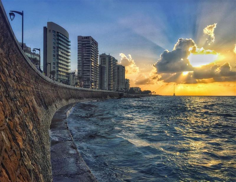 sunset  sea  water  buildings  orange  sky  cloudporn  horizon ... (Beirut, Lebanon)
