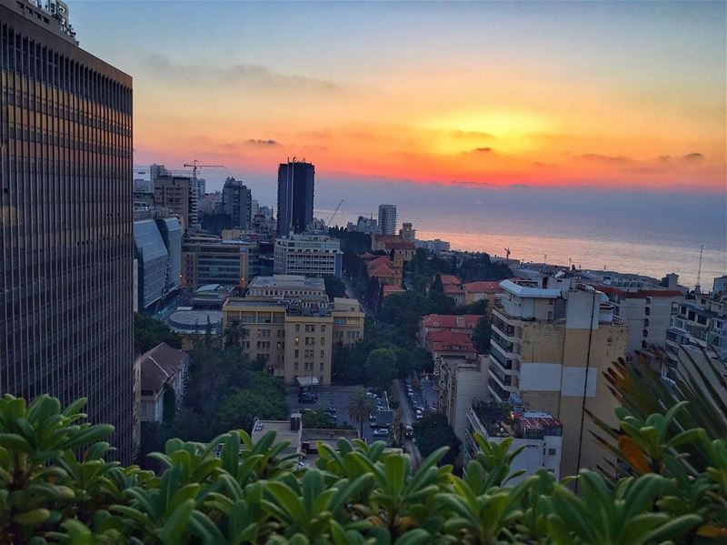  sunset  sea  water  buildings  orange  sky  cloudporn  horizon ... (Beirut, Lebanon)
