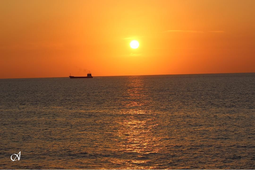  sunset  sun  sky  cloud  reflection  sea  water  ship  transportation ... (Rmeileh)