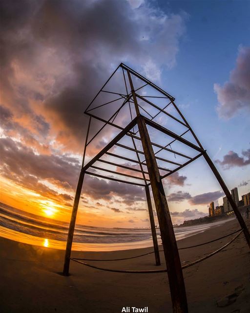 🌅 🌎 sunset   sunsetlovers  beautiful  sea  beach  sky  cloudy ... (Ramlat Al Bayda', Beyrouth, Lebanon)