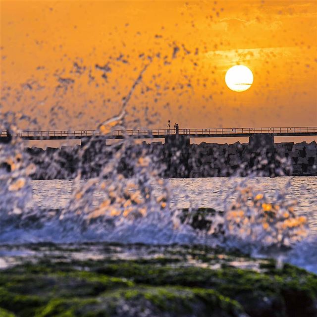 💦🌅 sunset  sunsetlovers  sea  waves  sunset_pics  instagram  instadaily... (Port of Beirut)