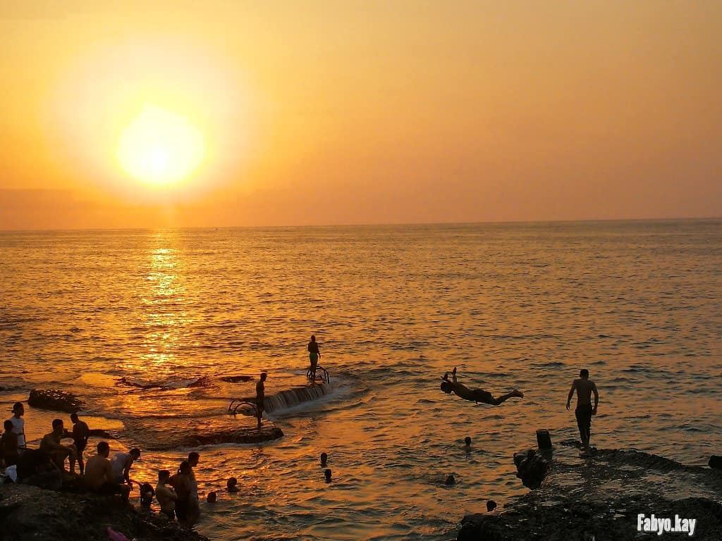  sunset sunsetlovers swimming beirut skylovers bestskyshot canon... (Manara Beirut)