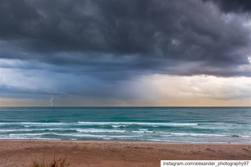 Sunset thunderstorm - last Sunday as dark clouds started dominating the... (Beirut, Lebanon)