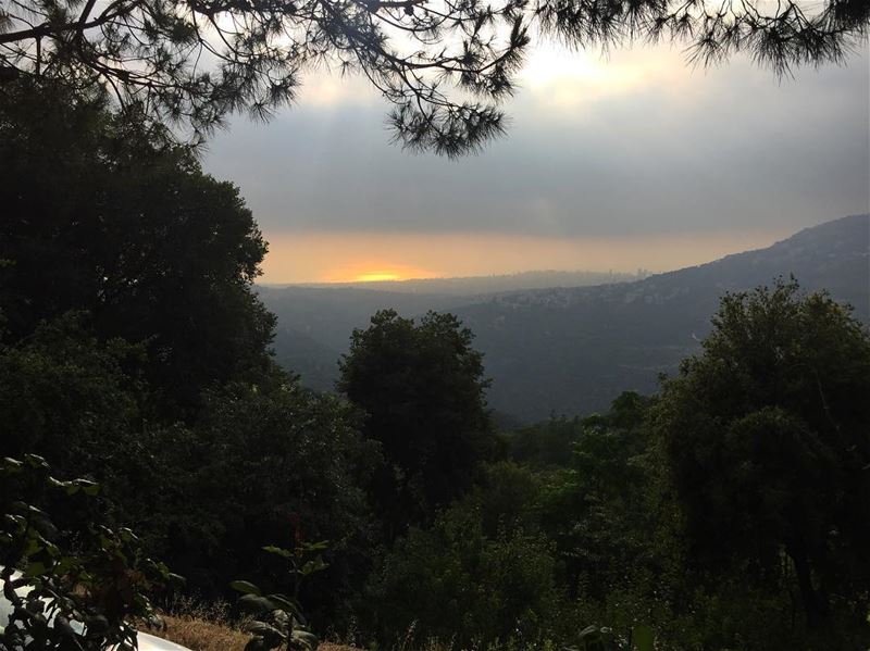  sunset  view  moment  nature  green  trees  sea  ocean  sky  clouds ... (Abadiyeh, Lebanon)