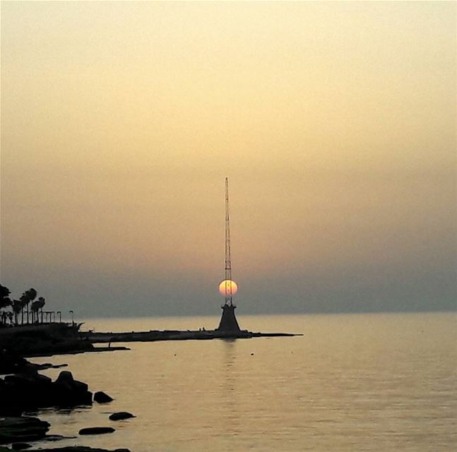 Sunset yesterday  allign  allignment  sun  sunset  beirut  manara ... (Corniche Manara Beirut)