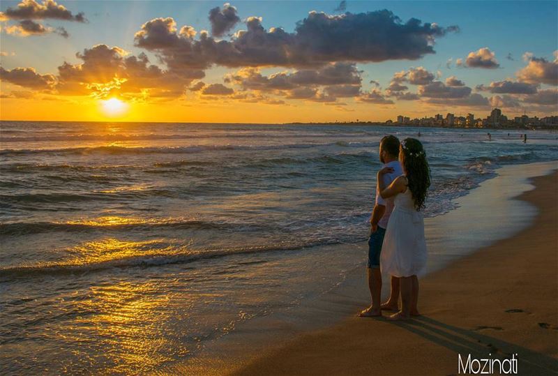  sunsets sunset sunset_hub sunsetlovers sea beach sand couple couples... (Tyre, Lebanon)