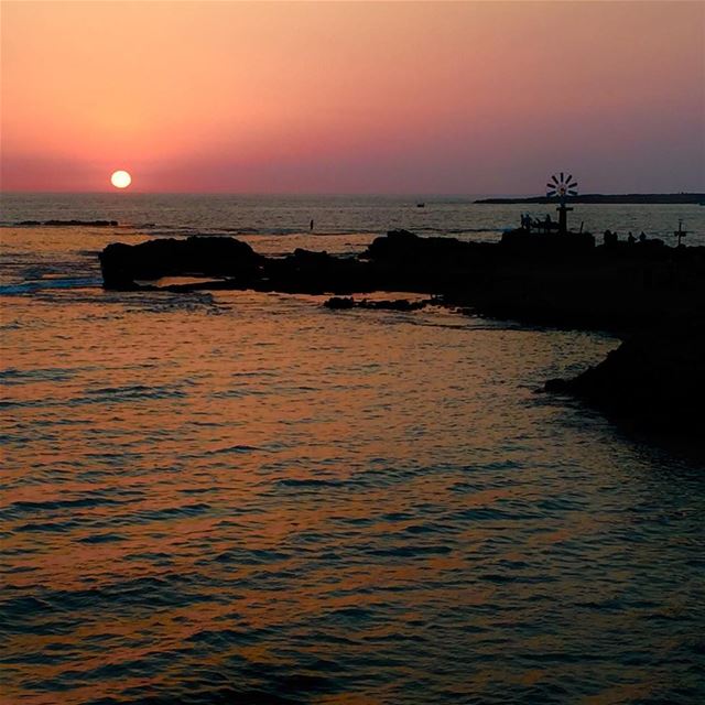 sunsetting from al-mina first/nearby island linked by a foot bridge, with... (ميناء)