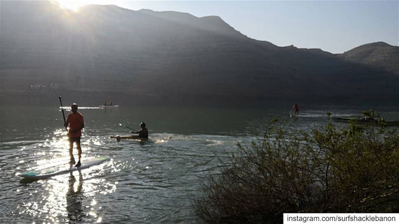 SUP-ing in lake feels great.×Here's the Civil Defense Marine Rescue SUP... (سدّ شبروح -Sad Chabrouh)