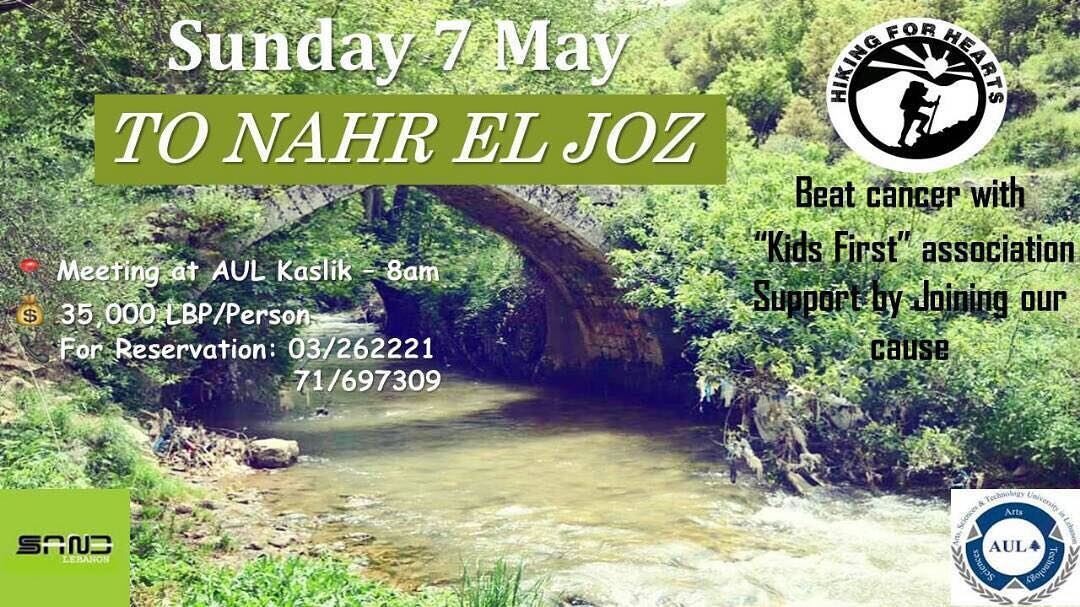 Support our "children cancer" cause by joining SANE event to Nahr El Joz...