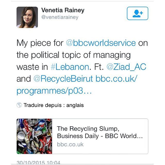Thank you @venetiarainey !! bbc spreadtheword weremovingfast recyclebeirut recycle lebanon bbctravel bbcradio1 bbcone bbcradio ♻️🙏🏻