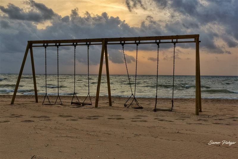 The abandoned swing..  Beirut ... sunset  sunlight  sunshine  Lebanon ...