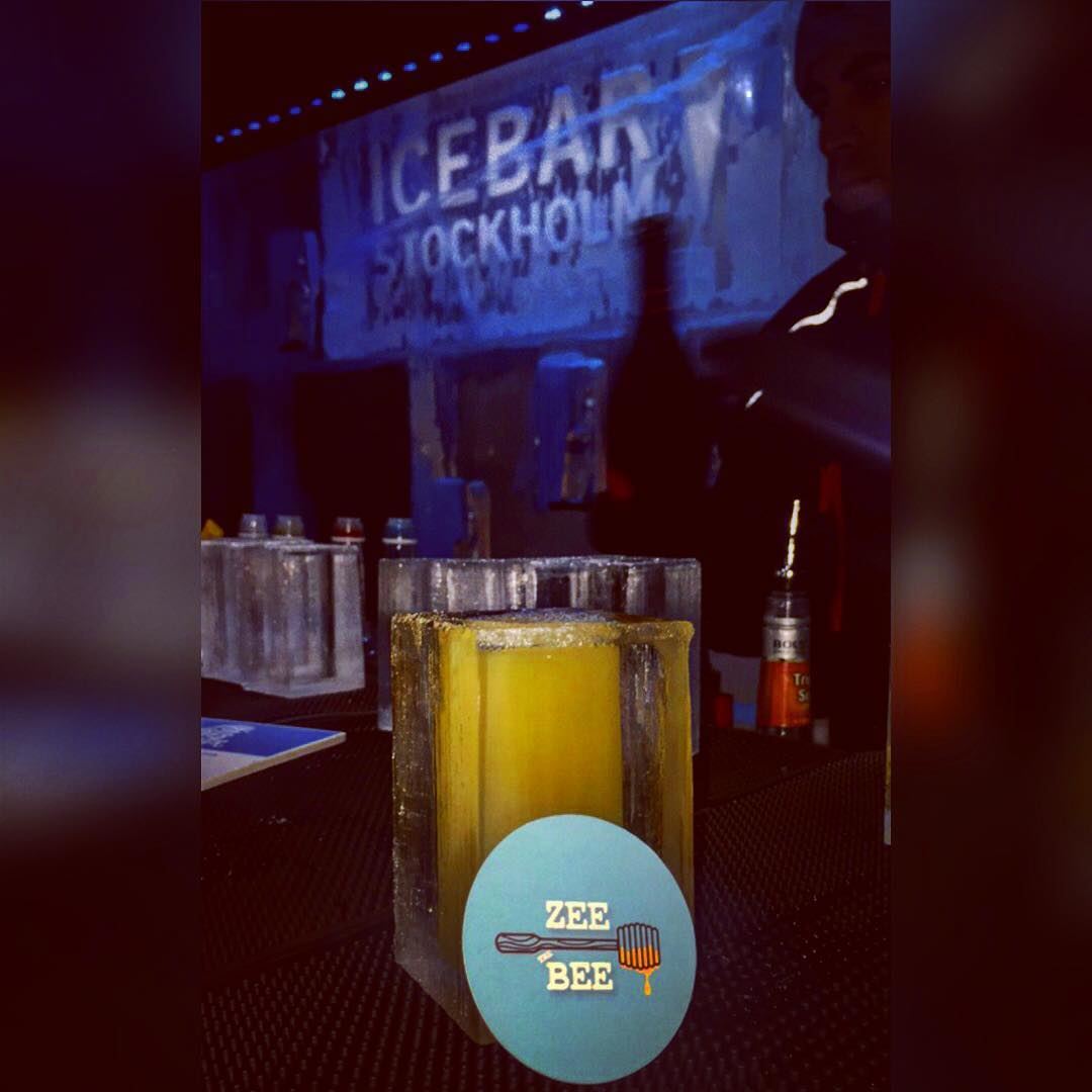 The Bee 🐝 and her ice ❄️ drink...... ice  zeethebee  zeetravels ... (Ice Bar Stockholm)