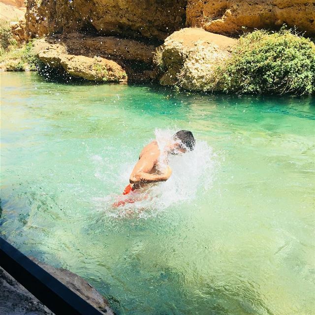 The best way to beat the heat 💦☀️Photo by @hafiz.farhat assiriver ... (El Hermel, Béqaa, Lebanon)