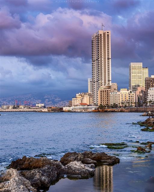 The blue hour | Ein el Mraisse Beirut at evening  livelovebeirut. sea ... (Beirut, Lebanon)