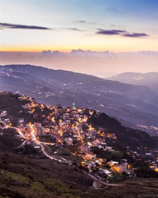 The blue hour | Long exposure. Kobbeih Village after the sunset and Beirut... (Lebanon)