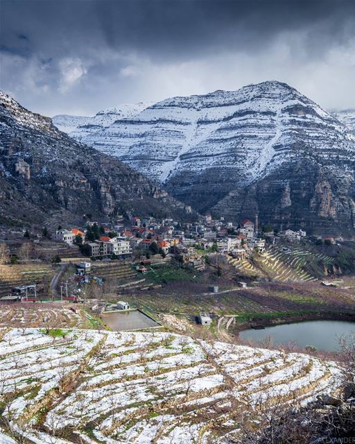 The calm before the storm | Akoura, Lebanon  liveloveakoura. storm  snow... (Akoura, Mont-Liban, Lebanon)