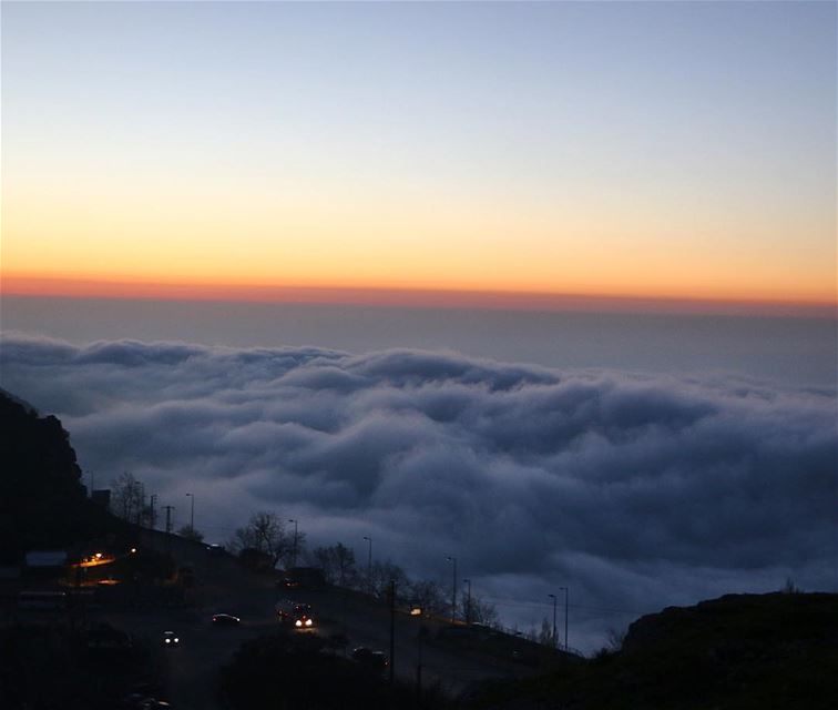 The clouds the only birds that never sleep... fog clouds sunset... (وادي حمانا)