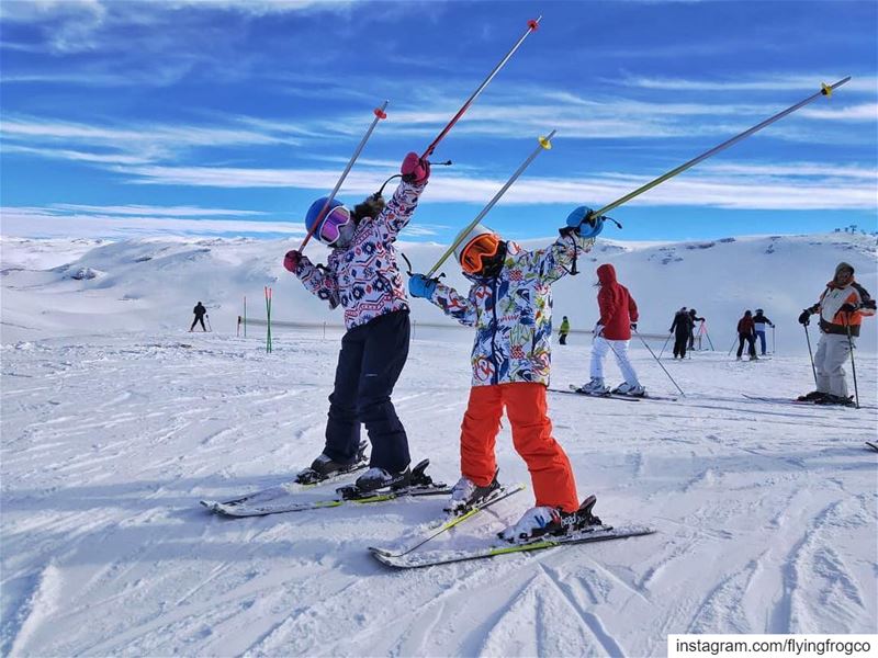 The coolest kids having a blast during their ski lessons!!........ (Mzaar Ski Resort Kfardebian)