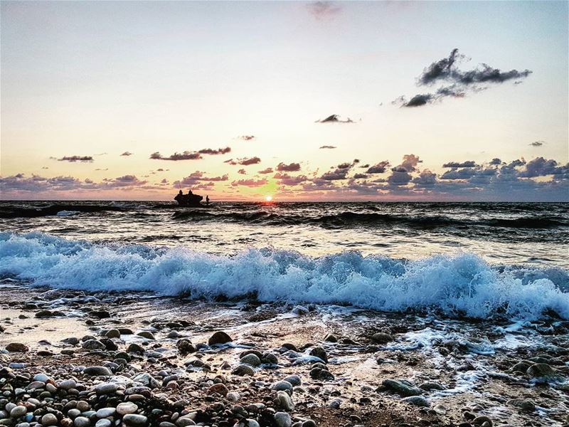 The Daily Struggle 🌊🌅🌊  Sunset Sea Horizon Waves Water Shore Stones...