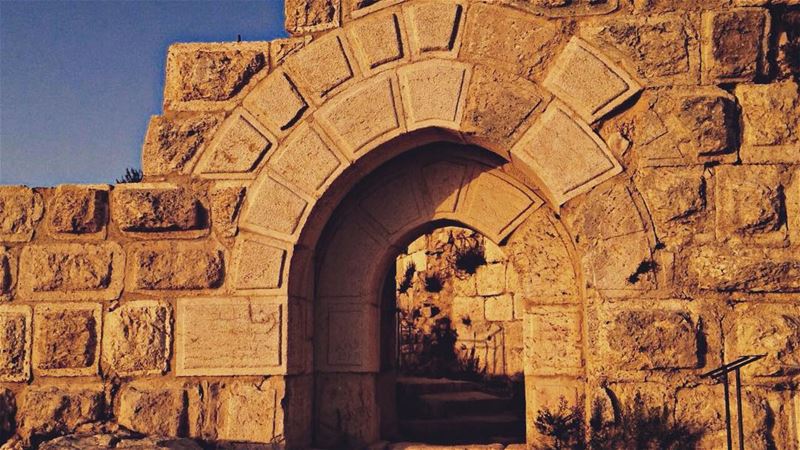 The door of dreams 🌅  sunshine  castle  beauty  wonder  dreamy  yellow ... (Beaufort Castle, Lebanon)