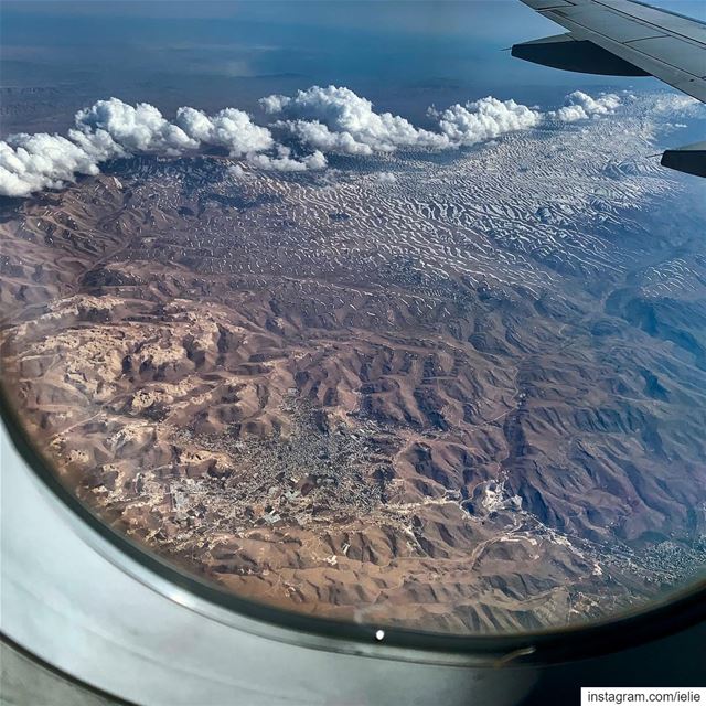 The eastern mountains of  Lebanon partly covered with snow. The town of ... (Beqaa Valley)