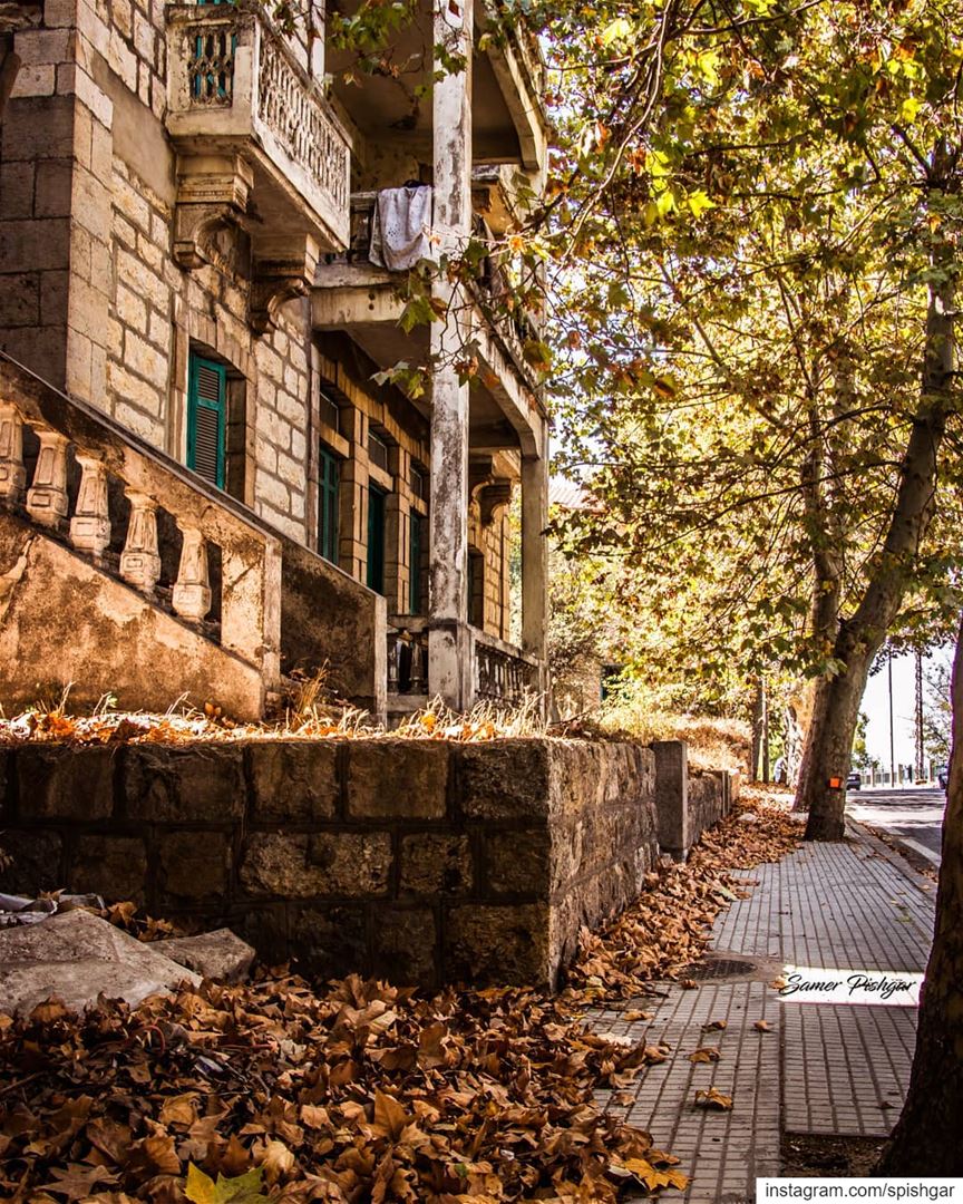The falling leaves.. the golden rays on the streets, and an old mansion...... (Sawfar, Mont-Liban, Lebanon)