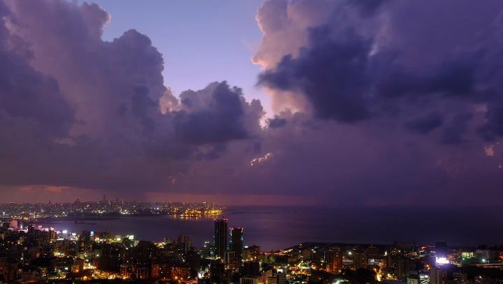 The first thunderstorm of fall 2017, brewing over Beirut at sunset. This... (Beirut, Lebanon)