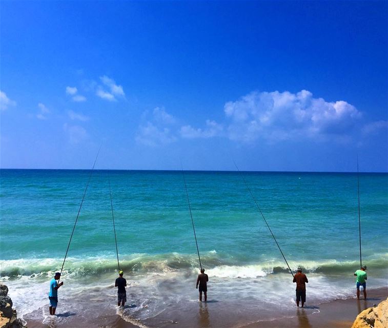 The Fishing Olympics competition has started over here 🎣. Which fisherman... (البحر الابيض المتوسط - لبنان)