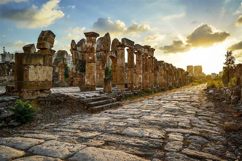 .The golden hour. Sunset at the roman ruins of Tyre, Lebanon. Good... (Tyre, Lebanon)