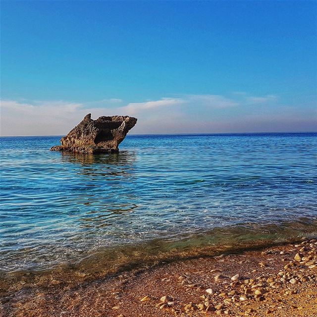 The lonely rock batroun  lebanon🇱🇧  clearweather  brightcolors  sea ...