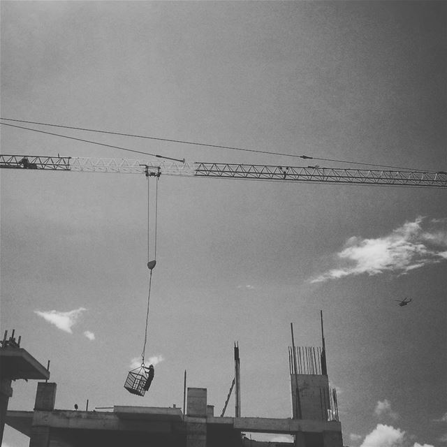 The man, the crane and the helicopter -  ichalhoub in  Batroun north ...