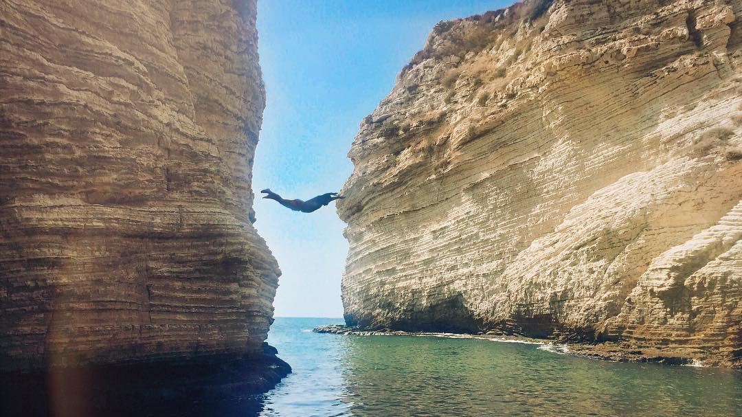 "The moment you lose control willingly"  adrenaline 🏹 dive  fly  risk ... (روشة بيروت)