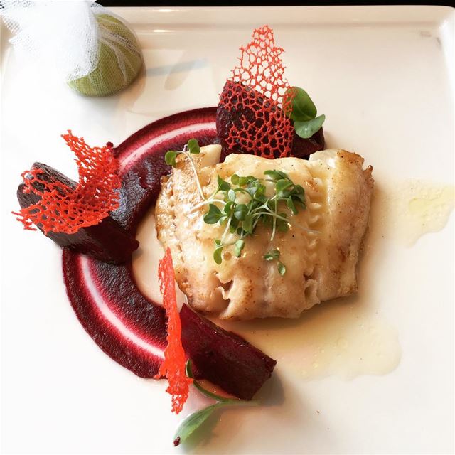 The mouth-watering Cod with Beetroots at @fsbeirut 👌🏻  travel ... (Four Seasons Hotel Beirut)