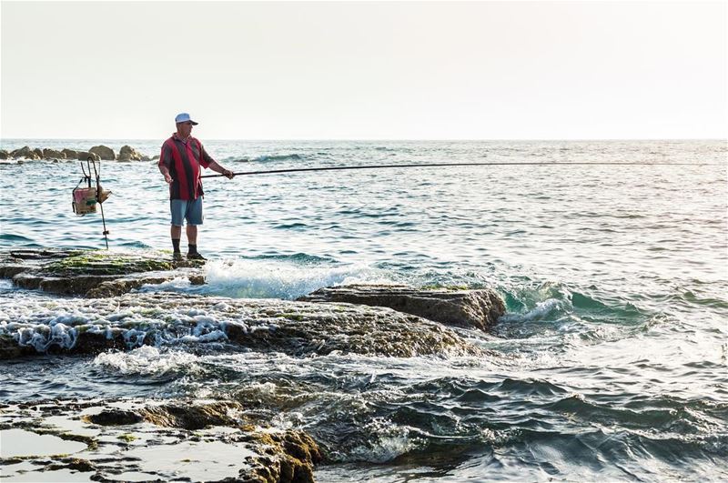 The old fisherman and the sea🎣.... livelovelebanon  livelovebeirut ... (Byblos, Lebanon)