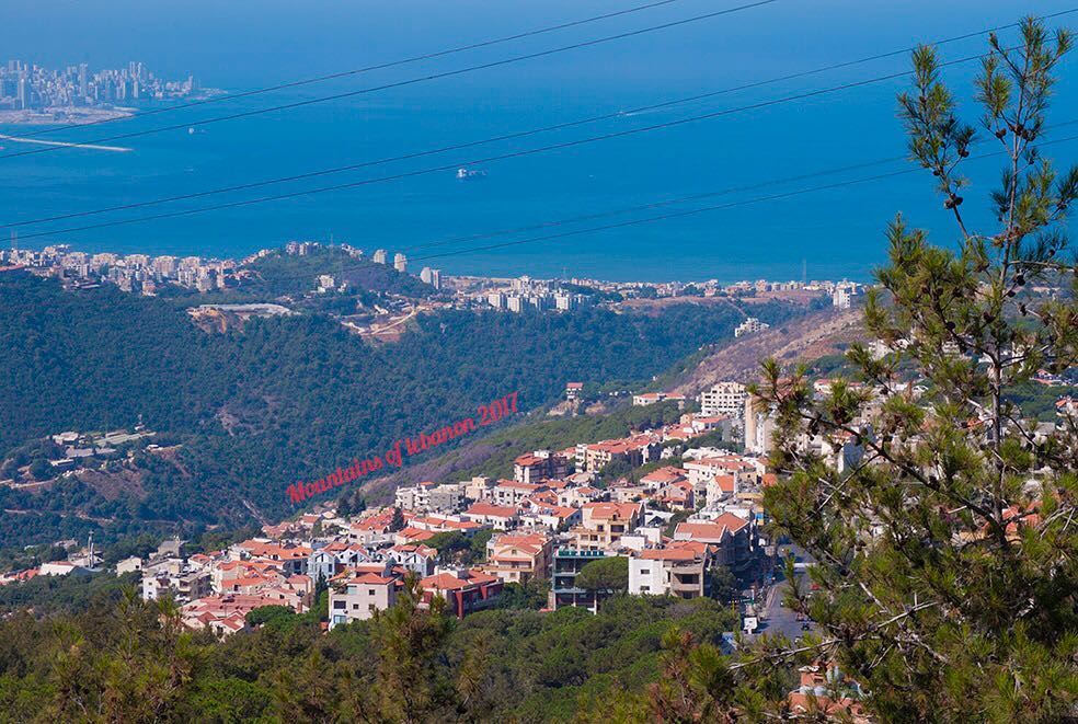 The picturesque effect of Red Tiles between the lush green forests and the... (Jeita-Keserwan)