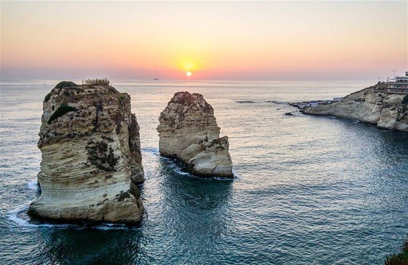 The pigeon rocks of rawche at sunset | beautiful sunset. This one was not... (Pigeon Rock Beirut.)