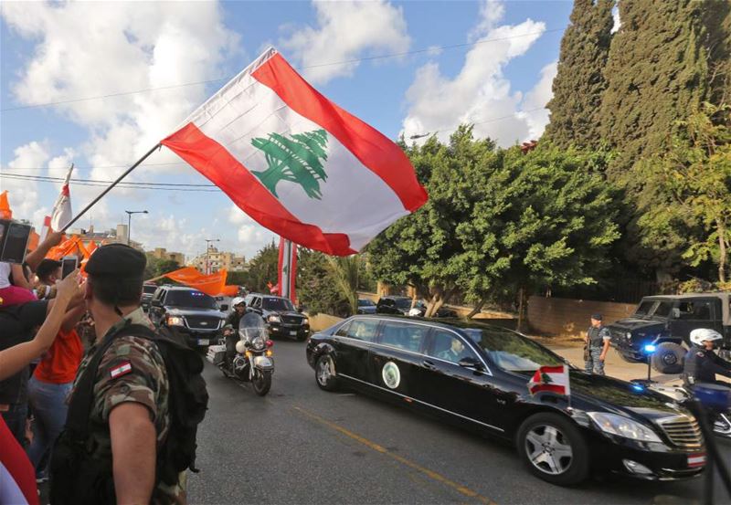 The President Michel Aoun Drives in Hazmieh