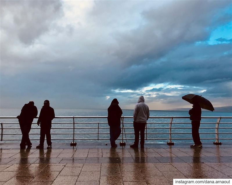The sea: A free therapy 🌊.. sunset  talks  endlesstalk  human  cold ... (Beirut, Lebanon)