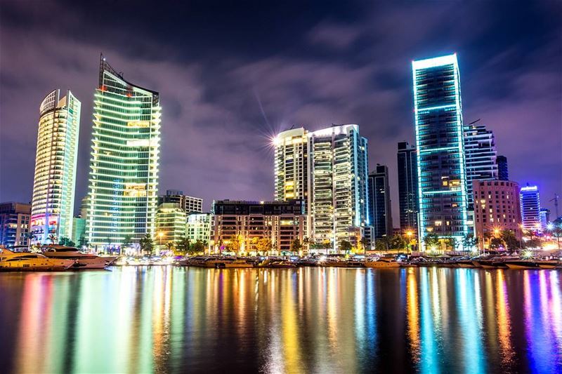 The shining lights of Beirut, Lebanon.  livelovebeirut | Zaituna Bay 60"... (Beirut, Lebanon)
